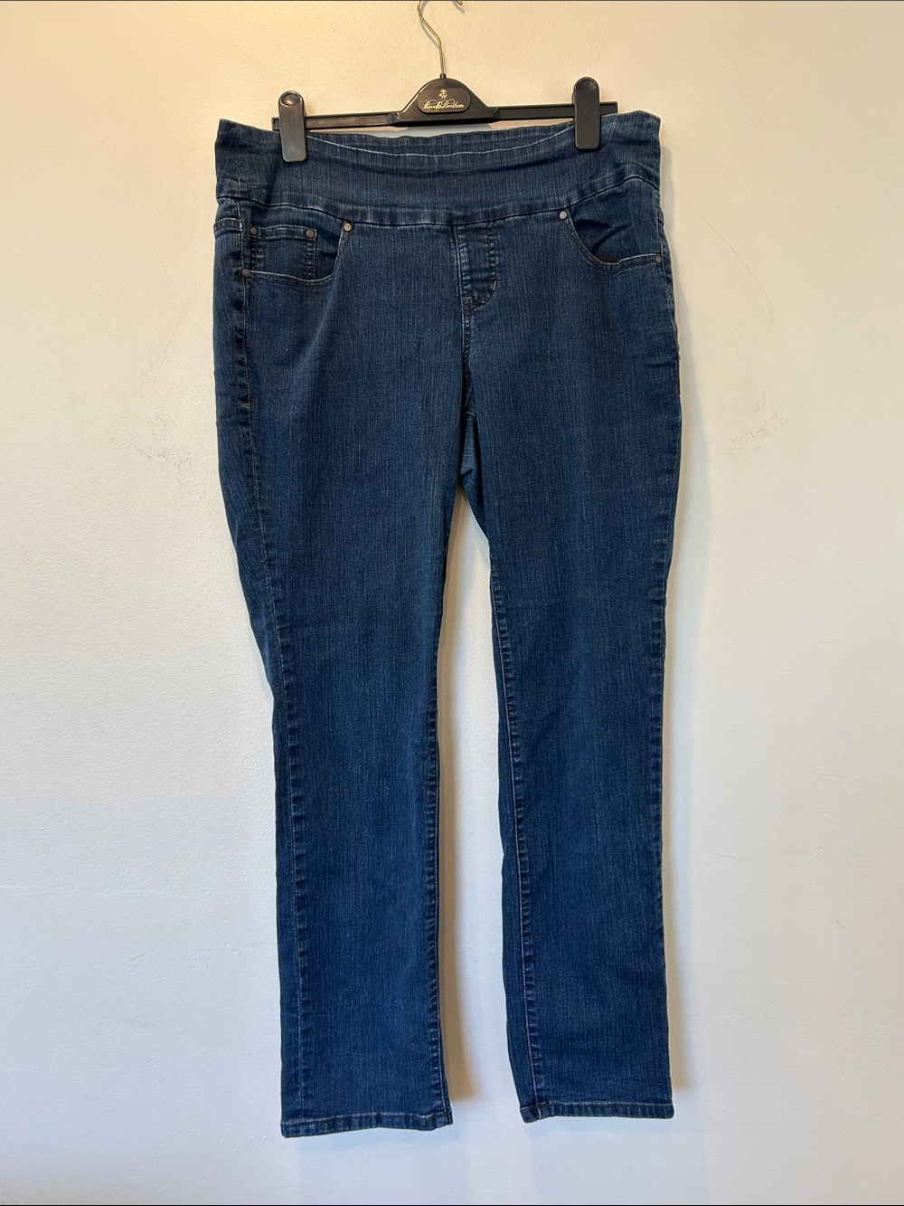 Jag Jeans Straight Leg Pull On Dark Blue Denim